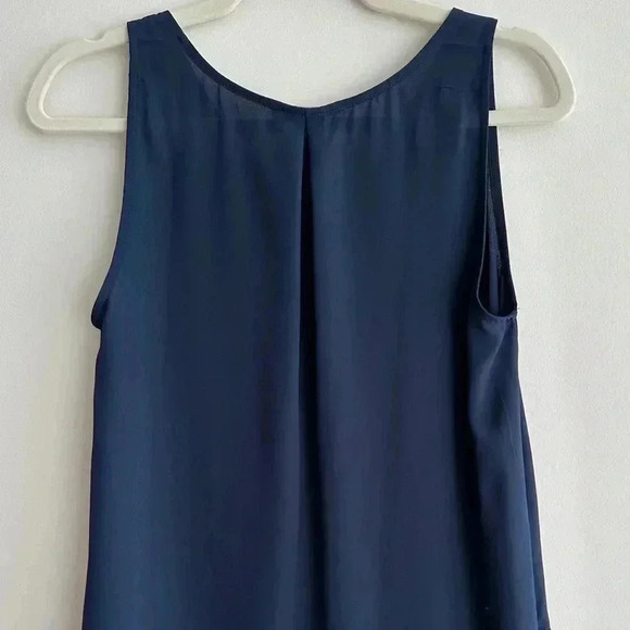Elodie Navy Blue Swing Tank Top, Sheer Flowy Blouse, Size Small - Picture 13 of 16